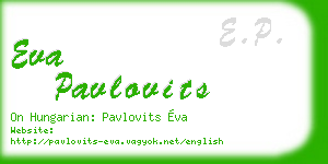eva pavlovits business card
